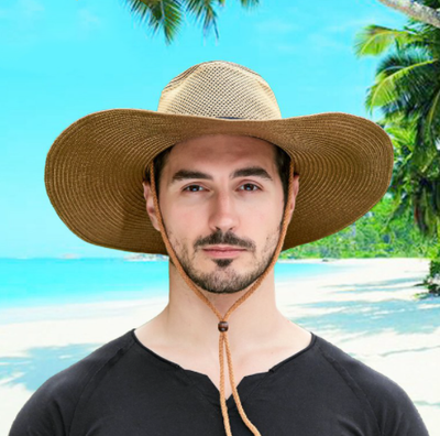 Sombrero de Paja con Ala Ancha y Malla Transpirable para Hombre - Protección Solar - Image 7
