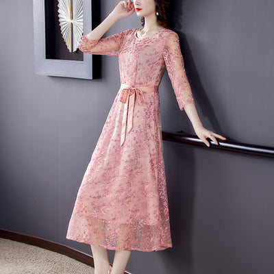 Vestido Elegante Manga 3/4 Estilo Occidental para Mujer - Diseño Rejuvenecedor - Image 3
