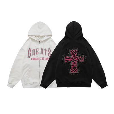 Sudadera Estampado Leopardo con Capucha Suelta para Parejas