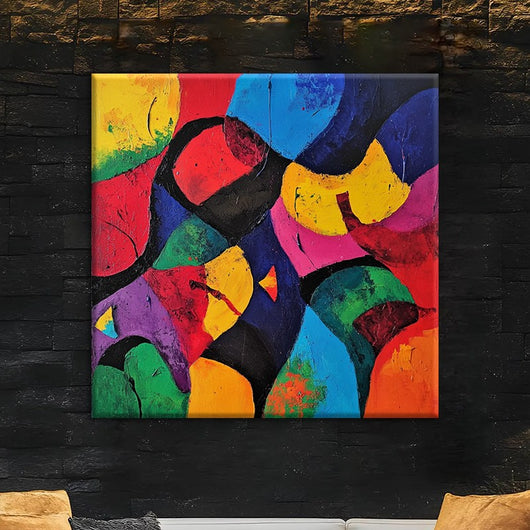 Cuadro Abstracto Moderno Óleo Sobre Lienzo Colorido Sin Marco para Decoración del Hogar