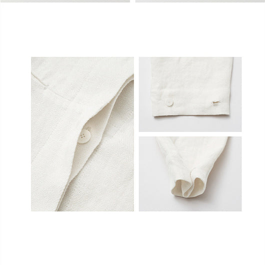 Camisa de Lino y Algodón con Cuello Mao Retro - Diseño Minoritario de Manga Larga - Image 3