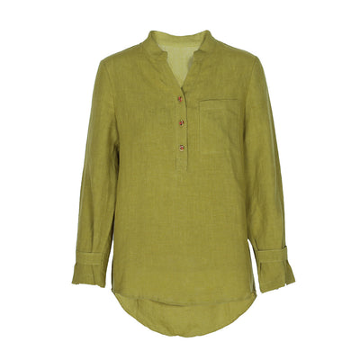 Blusa de Lino Suelta y Ajustada con Lavado Arena - Image 3