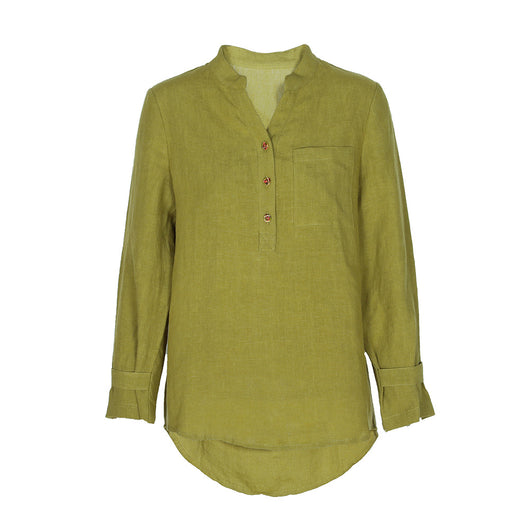 Blusa de Lino Suelta y Ajustada con Lavado Arena - Image 3