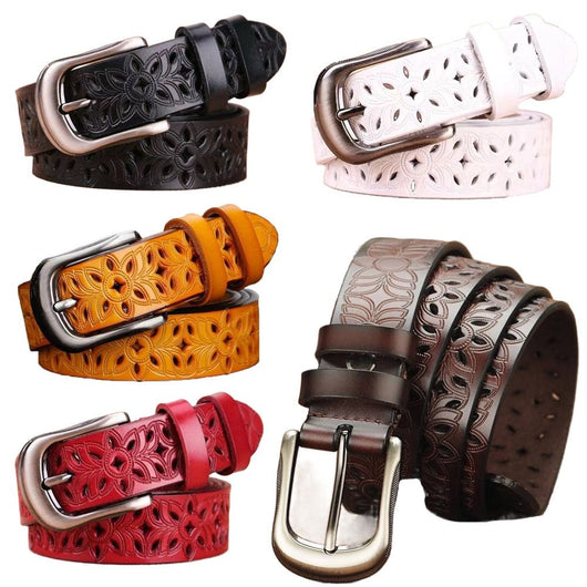 Cinturón para Mujer Vintage con Patrón Calado y Hebilla Pin - Tendencia Actual