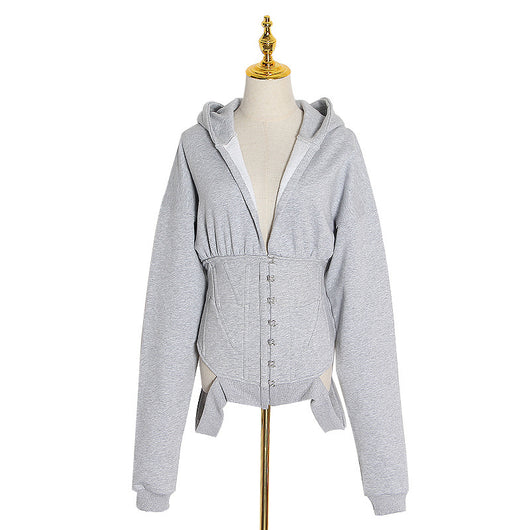 Sudadera con Capucha Ajustada al Cuerpo Cuello en V - Image 7