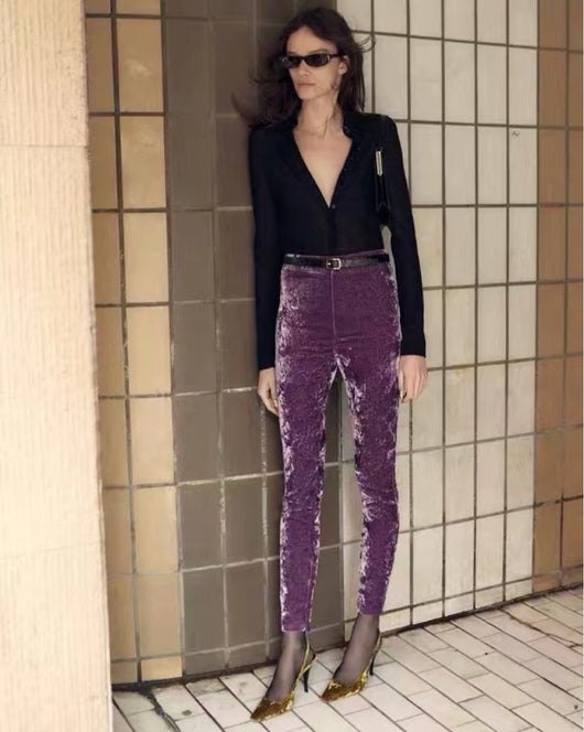Pantalones Slim de Cintura Alta con Elástico y Puños Ajustados - Image 16