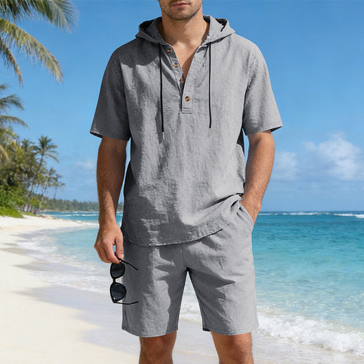 Conjunto Deportivo Holgado de Lino Transpirable con Capucha - Image 3
