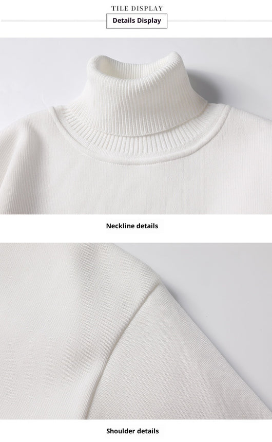 Suéter Cuello Alto Tejido Liso para Hombre con Detalles de Piel - Image 16