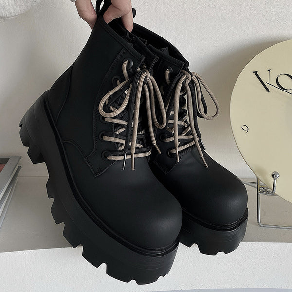 Botas Motociclista de Cuero con Alzada Interna - Cordones Ajustables Premium