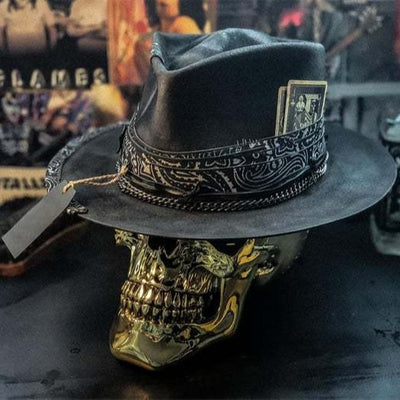 Gorro Calavera Artesanal Halloween - Diseño Denim y Fieltro - Image 2