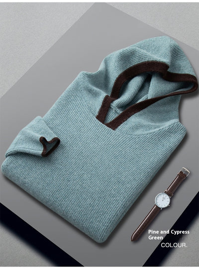 Suéter de Cachemira Holgado con Agujas Contraste para Hombre - Image 18