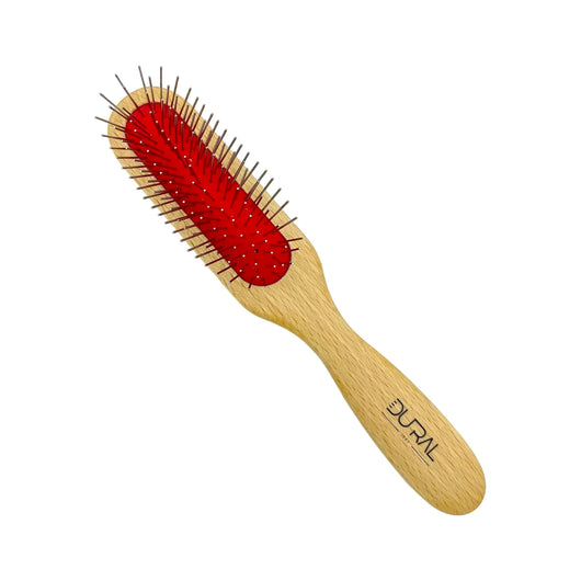 Dural Beech wood rubber cushion hair brush with steel pins without ball tips - Tekeno