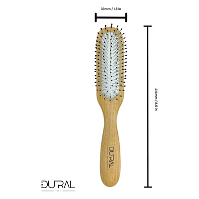 Dural Beech wood rubber cushion hair brush with steel pins and ball tips - Tekeno