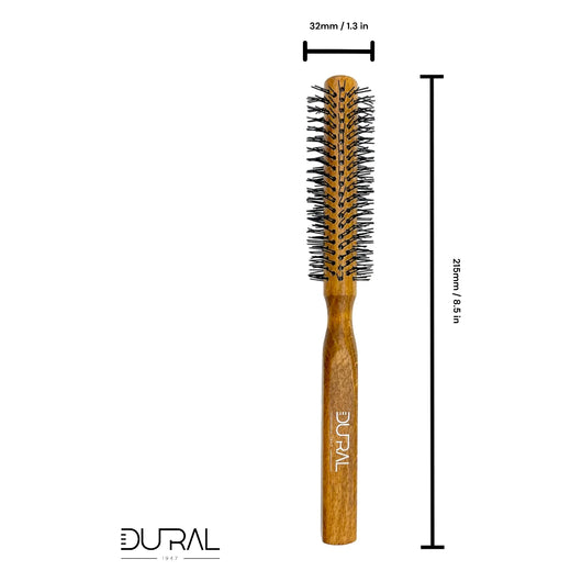 Dural Beech wood round-styler hair brush with nylon pins - 14 rows - Tekeno