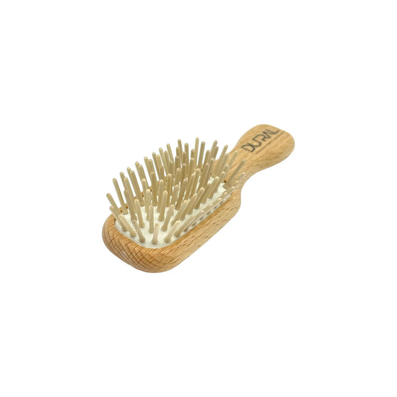 Cepillo de Cabello Mini de Madera de Haya con Cojinete de Goma y Púas de Madera