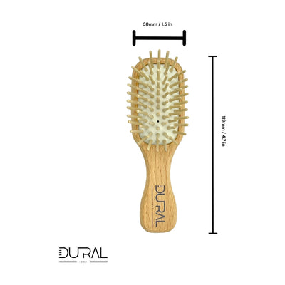 Dural Beech Wood Rubber Cushion Mini Hair Brush With Wooden Pins - Tekeno