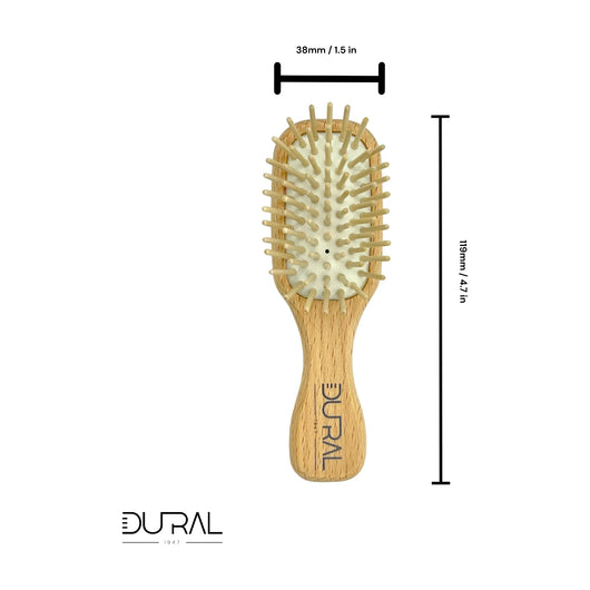 Dural Beech Wood Rubber Cushion Mini Hair Brush With Wooden Pins - Tekeno
