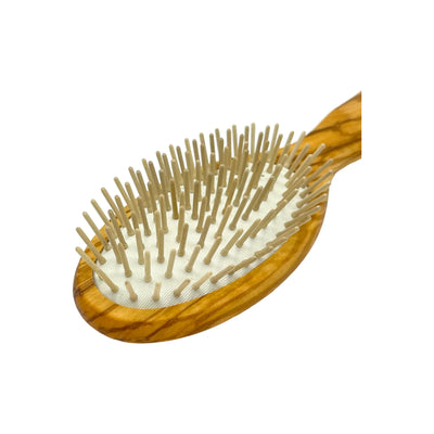 Dural Olive wood rubber cushion hair brush with wooden pins - Tekeno