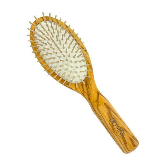 Dural Olive wood rubber cushion hair brush with wooden pins - Tekeno