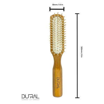 Dural Olive wood rubber cushion hair brush with wooden pins - Tekeno