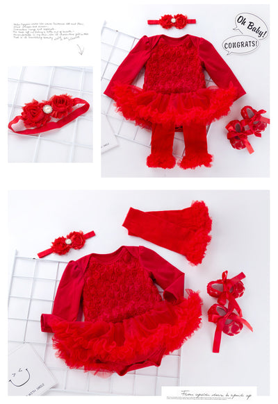 Vestido Romper de Manga Larga Rose Compuesto para Bebé - Image 5