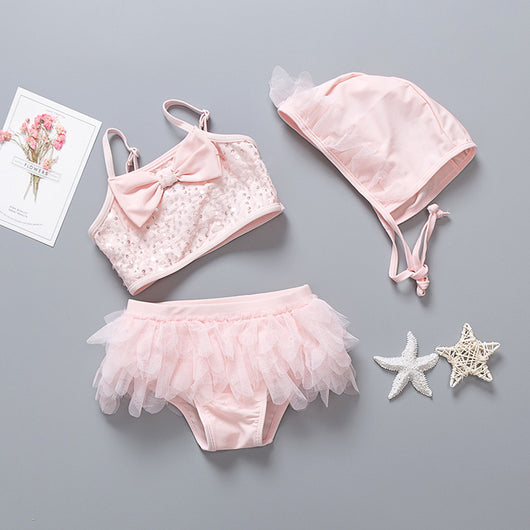 Traje de Baño Niña con Falda de Encaje y Abertura - Image 3