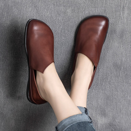 Zapatos Casuales Mujer Estilo Étnico Retro de Cuero Gamuza con Tacón Bajo
