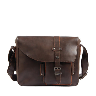 Bolso Mensajero de Cuero Retro para Hombre - Gran Capacidad - Image 3