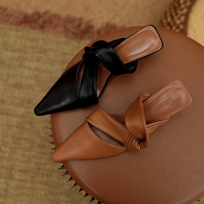 Sandalias de Tacón Medio Puntiagudo con Moño Elegante - Image 7