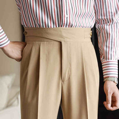 Pantalones Neapolitanos de Corte Recto Cintura Alta para Hombre - Image 8