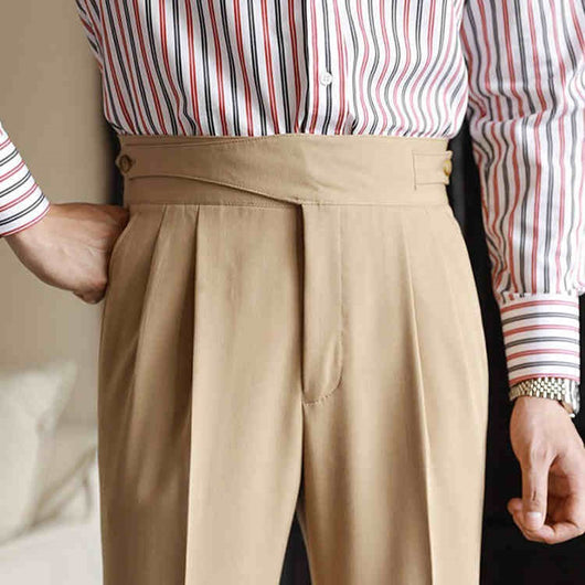 Pantalones Neapolitanos de Corte Recto Cintura Alta para Hombre - Image 8