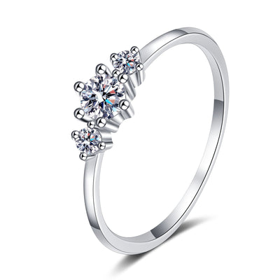 Anillo de Moissanita con Platino y Plata Esterlina - Seis Puntas Brillantes - Image 3
