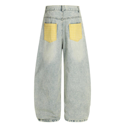 Jeans Bootcut Retro con Parches de Cuadros para Hombre - Image 13
