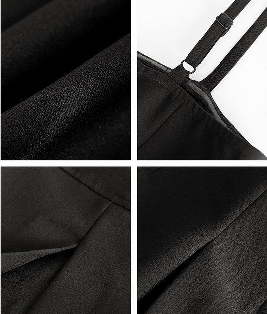 Vestido Negro con Tirantes Ajustables Estilo Temperamento - Image 7