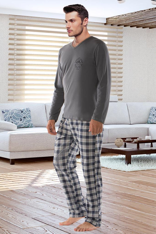 Pijama Largo de Algodón para Hombre - Comodidad Casual