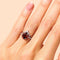 Anillo Doble Capa de Plata Esterlina con Rubí y Microcircones Chapado en Oro Rosa