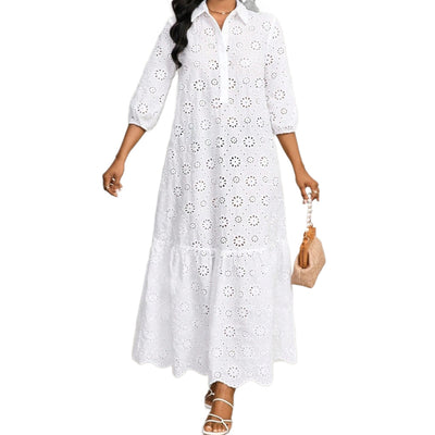 Vestido Camisero de Encaje Calado para Mujer - Image 5