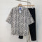 Camisa Casual Hombre Seda Helada Estampado Serpiente Manga Corta Elegante