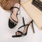 Sandalias de Tacón Alto con Estampado Snake Metálico para Mujer