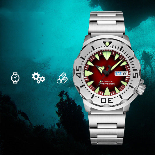 Reloj Mecánico Acero Inoxidable Luminoso Resistente al Agua para Hombre