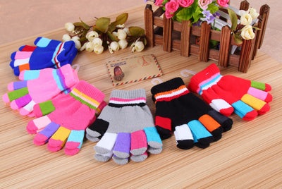Guantes Térmicos Gruesos a Rayas Multicolores con Dedos Completos - Image 12