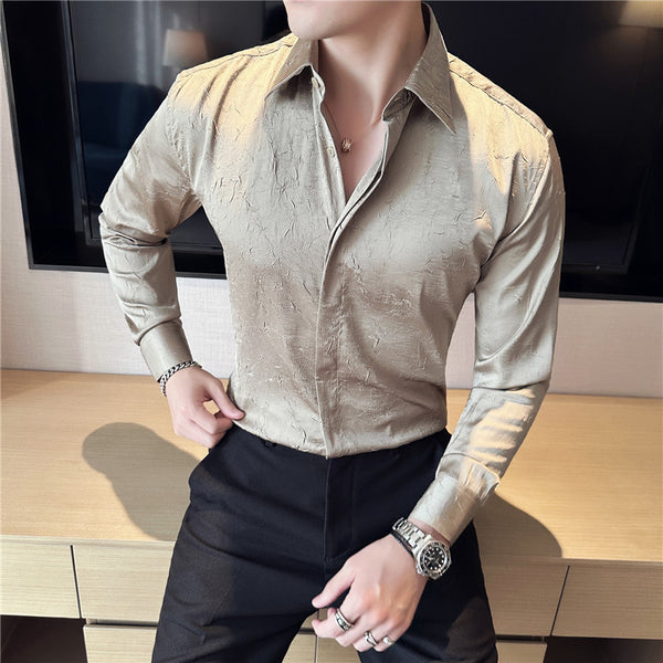 Camisa Larga Hombre Ice Silk Textura Premium - Transpirable y Fresca - Image 6