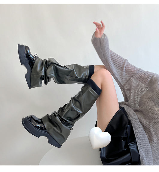 Calentadores de Pierna Estilo Milenial Cool Girl Cuero Negro con Bolsillos - Image 19