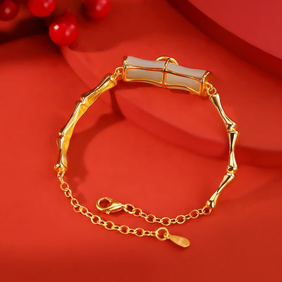 Pulsera Jade Hetian Dorado Festival Bambú para Mujer - Image 3
