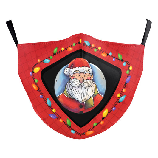 Green Christmas dustproof face mask with a festive pattern of red and gold ornaments, candy canes, gingerbread, and "Merry Christmas!" text. - Image 21