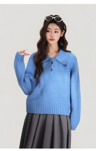 Suéter Tejido Azul con Solapa para Mujer - Image 12