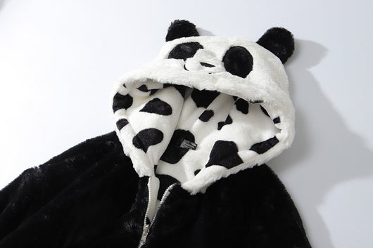 Abrigo Reversible de Peluche Vaca y Panda - Doble Cara para Invierno - Image 20