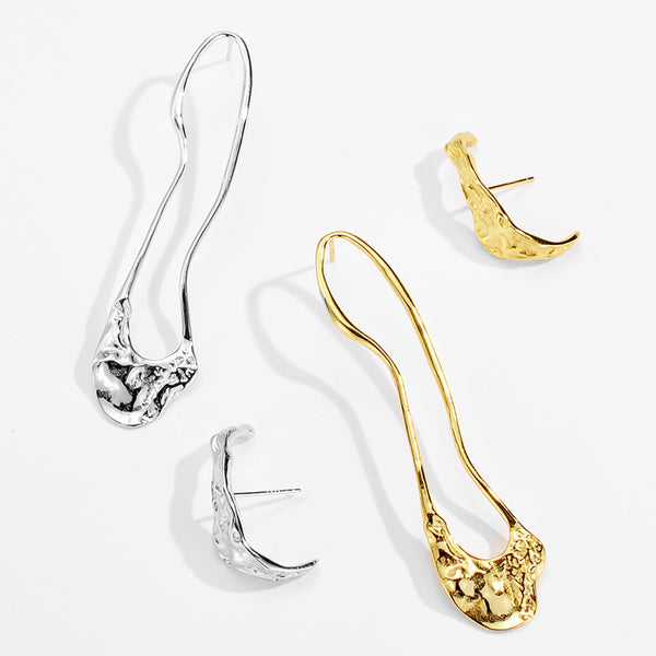 Aretes Largos de Plata Esterlina con Textura para Mujer
