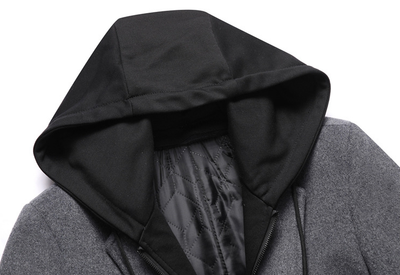 Abrigo de Lana Casual para Hombre con Gorro Desmontable - Image 11