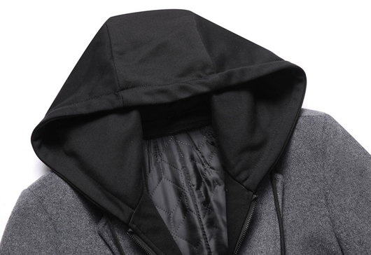 Abrigo de Lana Casual para Hombre con Gorro Desmontable - Image 11